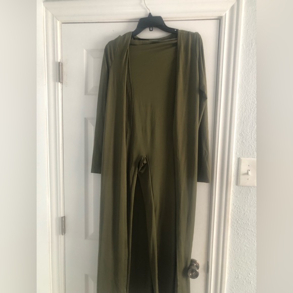 This 2 piece is gorgeous. Overlay jacket with tube top jumpsuit. - Picture 3 of 3